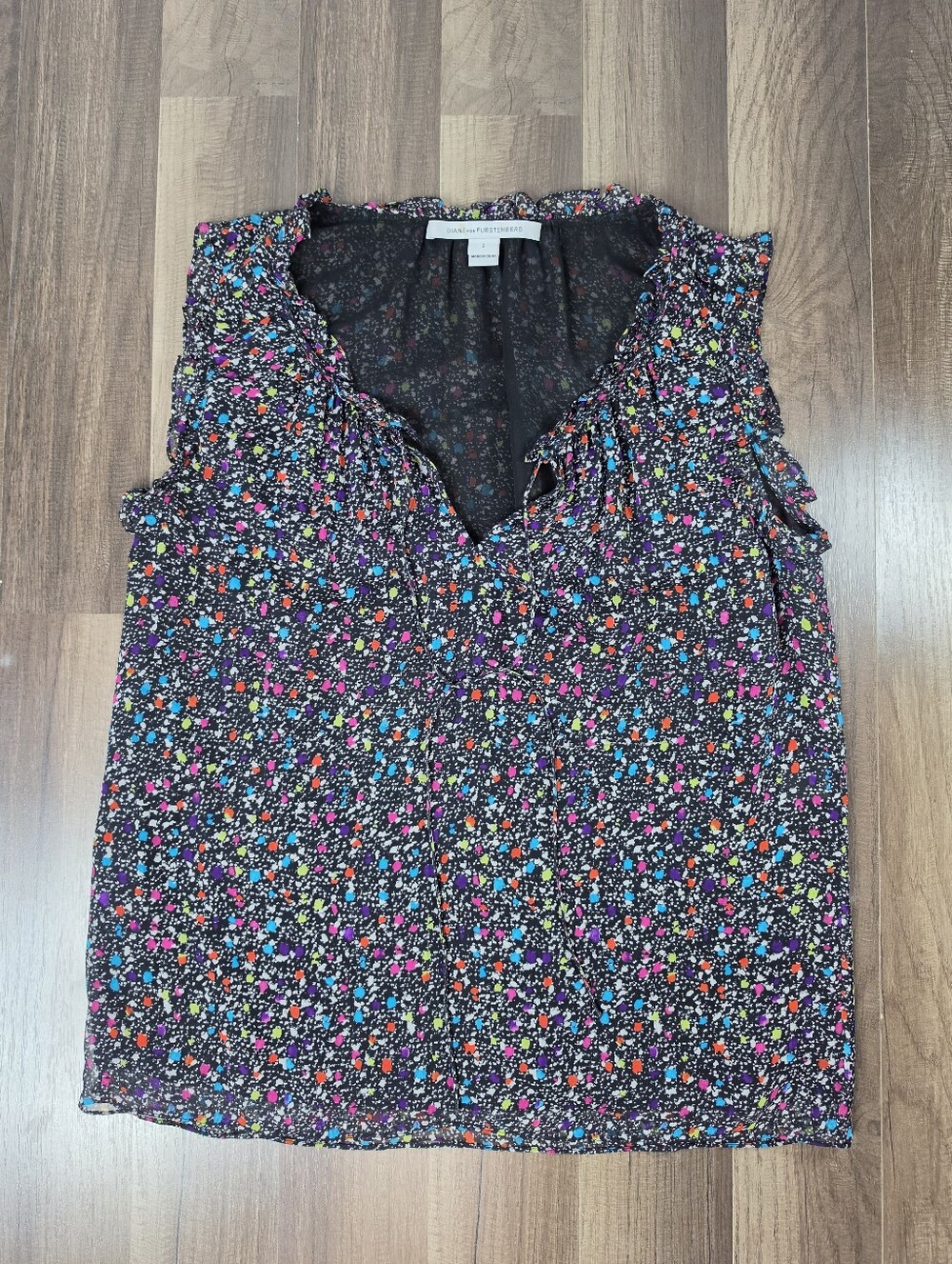 Diane von Furstenberg Rebekah Silk Confetti Blouse Top Contemporary. Abstract. 2